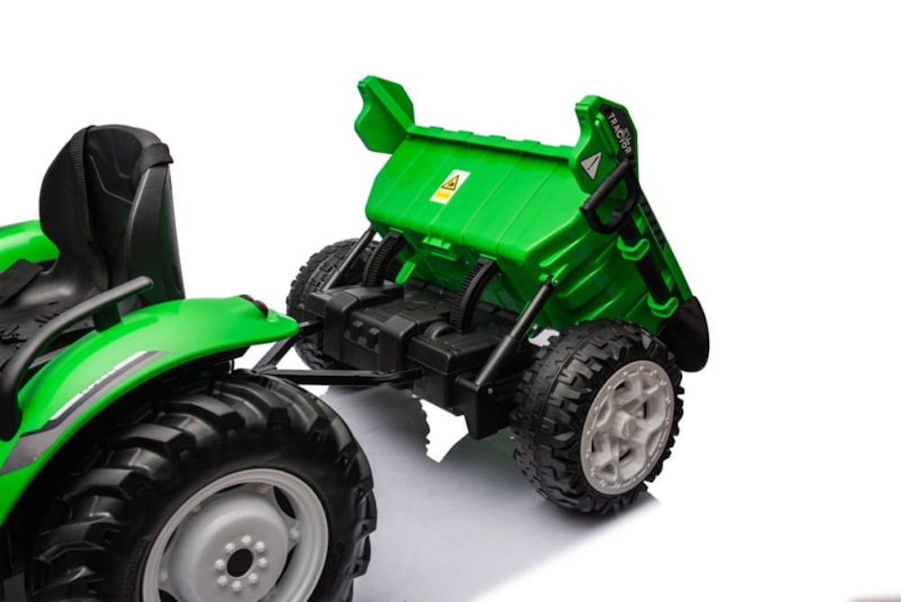 Kindertractor 24V met aanhanger/kipper + 2.4G RC (Groen) - Trapautodealer