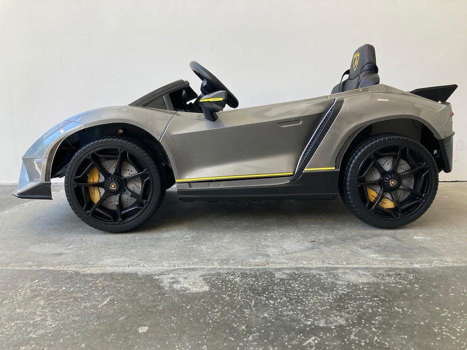 Lamborghini Auténtica Kinderauto 12V + 2.4G Afstandsbediening (grijs) - Trapautodealer