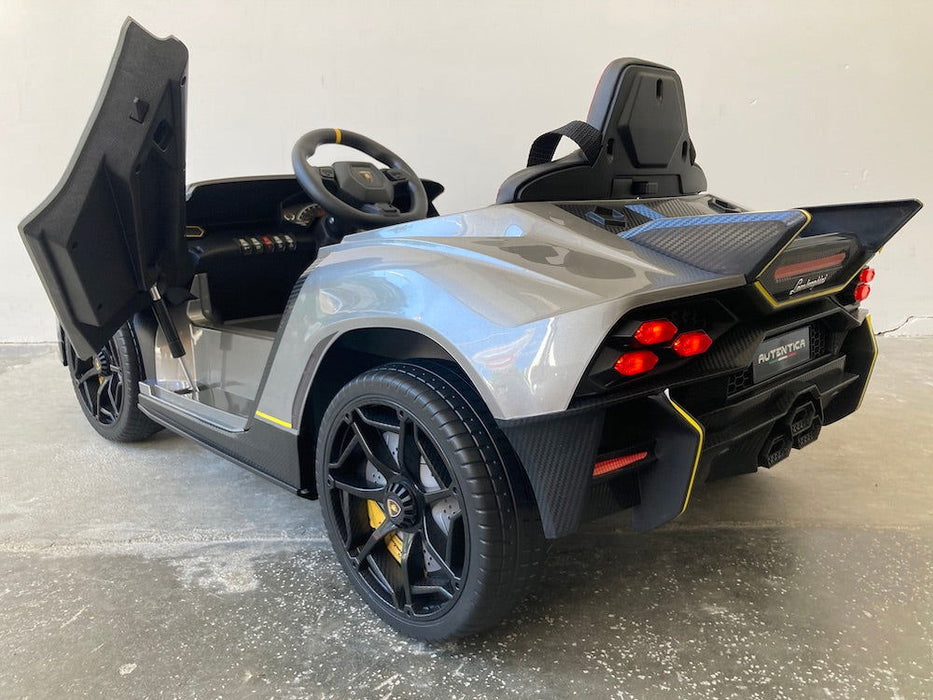 Lamborghini Auténtica Kinderauto 12V + 2.4G Afstandsbediening (grijs) - Trapautodealer