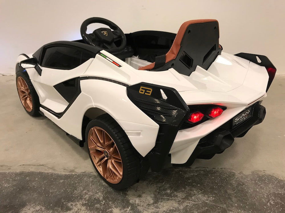 Lamborghini Sian Auto voor Kinderen 12V + 2.4G Afstandsbediening (wit) - Trapautodealer