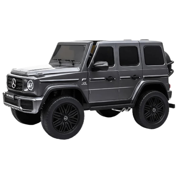 Mercedes G63 XL AMG Deluxe Kinderauto 24V 4WD grijs metallic twee persoons - Trapautodealer