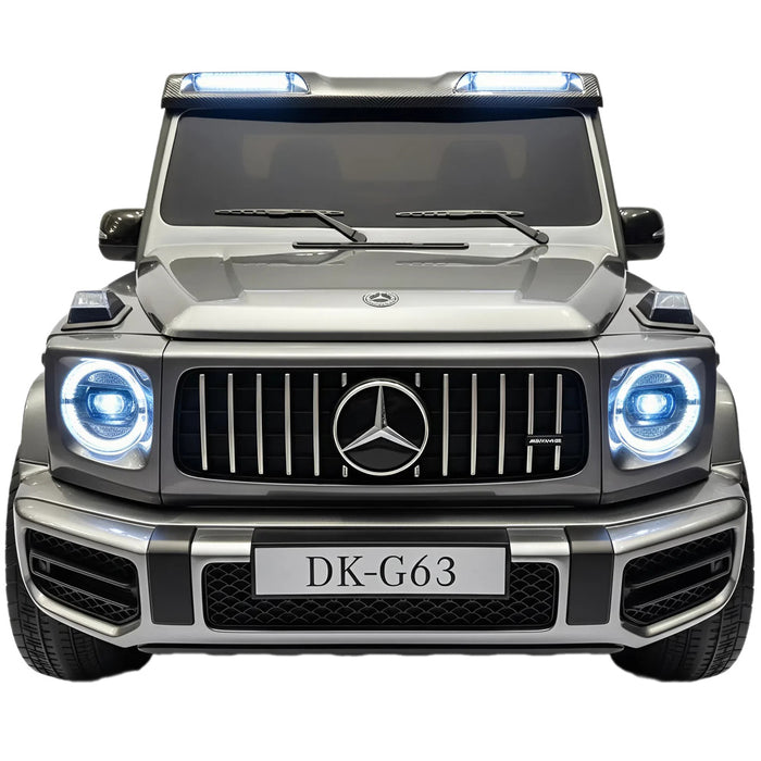 Mercedes G63 XL AMG Deluxe Kinderauto 24V 4WD grijs metallic twee persoons - Trapautodealer