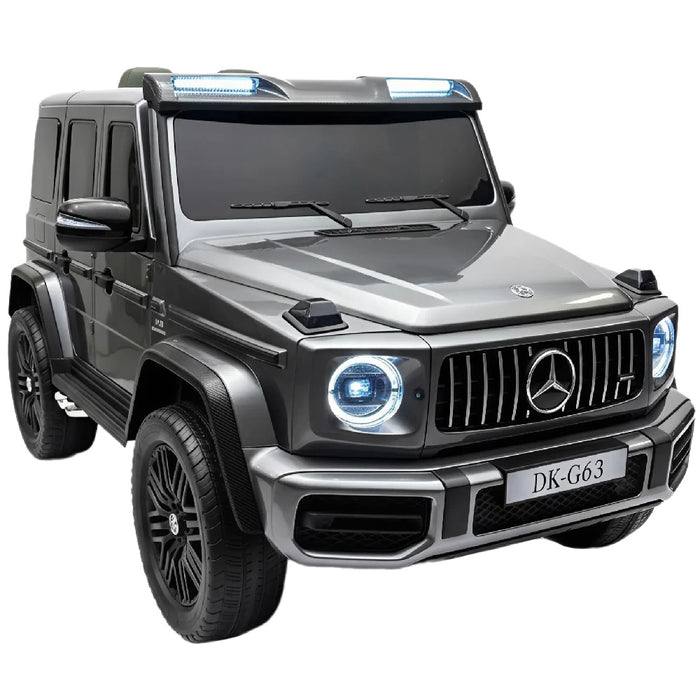 Mercedes G63 XL AMG Deluxe Kinderauto 24V 4WD grijs metallic twee persoons - Trapautodealer