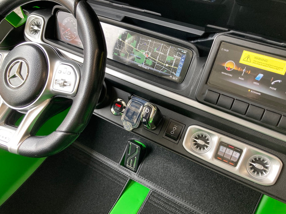 Mercedes G63 XL AMG accu Kinderauto 24V 4WD mat groen twee persoons - Trapautodealer