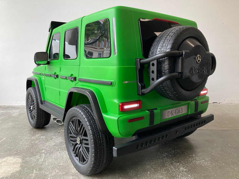 Mercedes G63 XL AMG accu Kinderauto 24V 4WD mat groen twee persoons - Trapautodealer