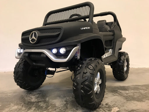 Mercedes Unimog 4WD Kinder Accuauto 2-Persoons 12V + 2.4G RC (mat zwart) - Trapautodealer