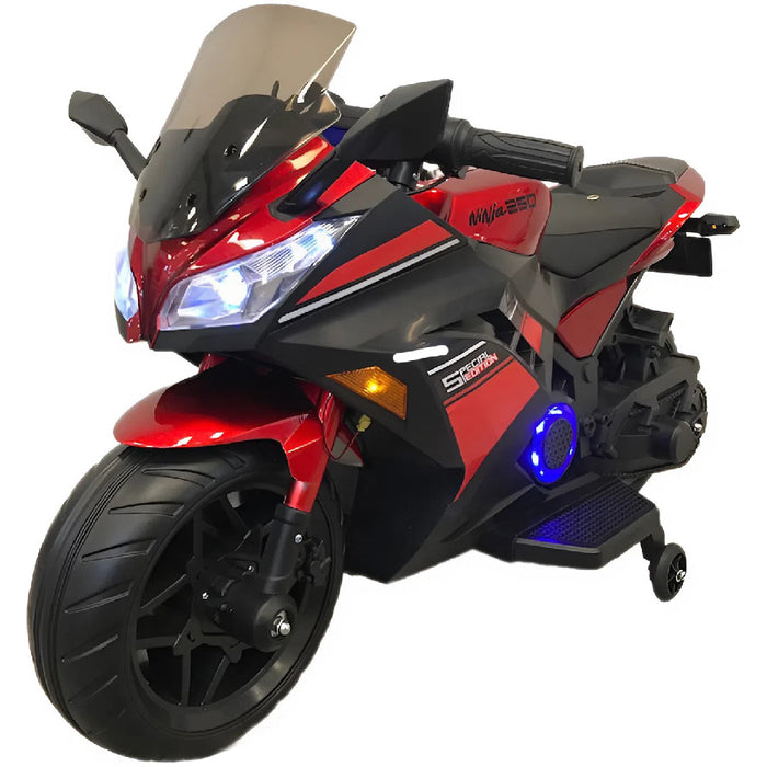 Ninja elektrische kindermotor 12V met handgas (rood) - Trapautodealer