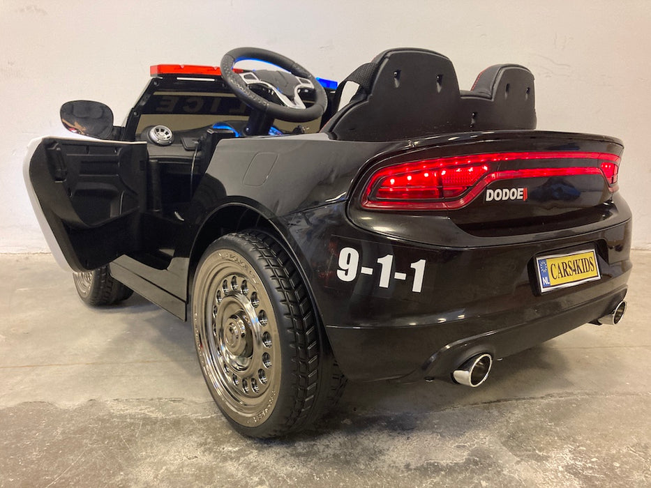 Politieauto Voor Kinderen 12V + 2.4G Afstandsbediening (zwart) - Trapautodealer