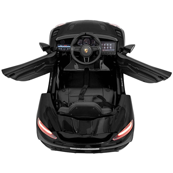 Porsche 718 Spyder RS Kinderauto 12V lithium Full Options (zwart) - Trapautodealer