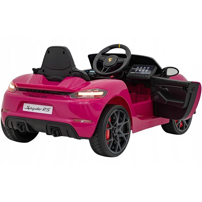 Porsche 718 Spyder RS elektrische kinderauto 12V lithium Full Options (roze) - Trapautodealer