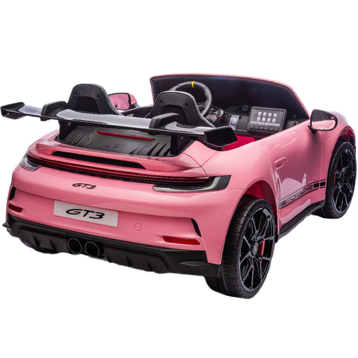 Porsche 911 GT3 elektrische kinderauto 24V 4WD 2 persoons (roze) - Trapautodealer
