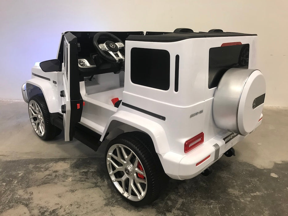 Mercedes G63 AMG Kinderauto 2-Persoons 24V + 2.4G RC 4WD (wit) - Trapautodealer