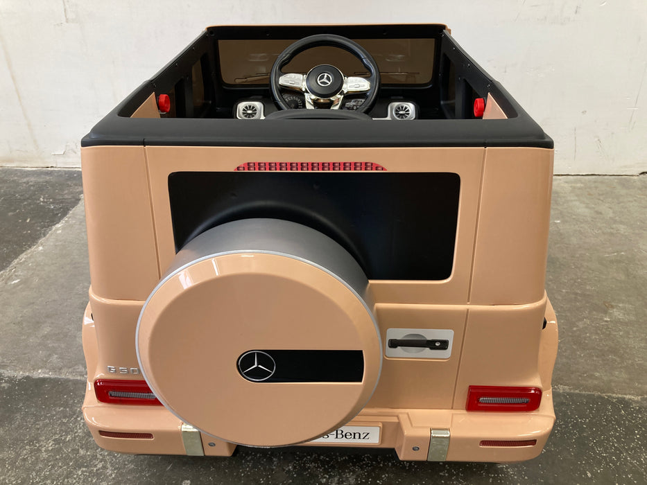 Mercedes G500 elektrische kinderauto 12V + 2.4G RC (beige) - Trapautodealer