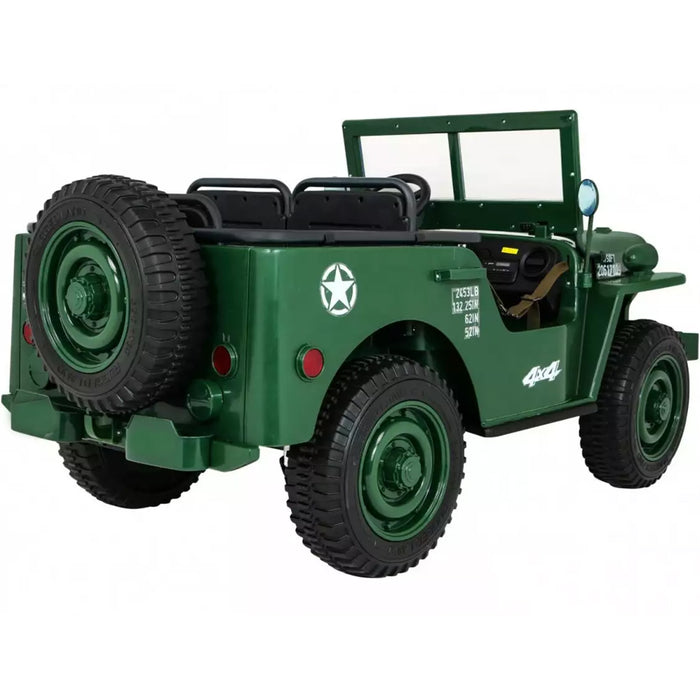 Army Legerjeep 4WD 3-Persoons Kinderauto 24V + 2.4G RC (Willys Look) - Trapautodealer