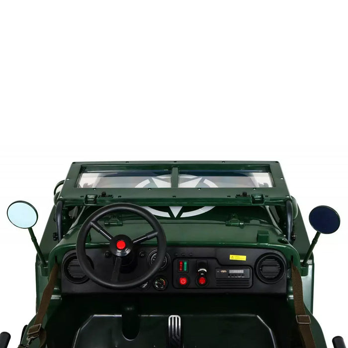 Army Legerjeep 4WD 3-Persoons Kinderauto 24V + 2.4G RC (Willys Look) - Trapautodealer