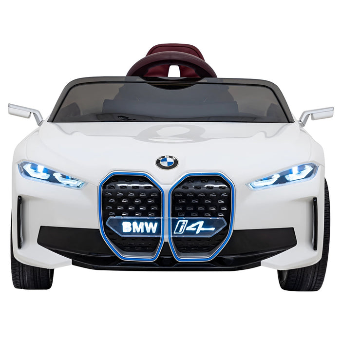 BMW i4 Elektrische Speelgoedauto 12V 4WD + 2.4G RC (wit) - Trapautodealer