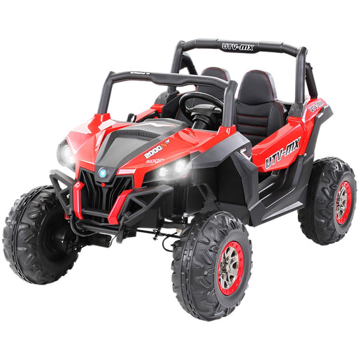 Buggy UTV MX 4WD Kinder Accuauto 2-Persoons 12V + 2.4G RC (rood met MP4) - Trapautodealer