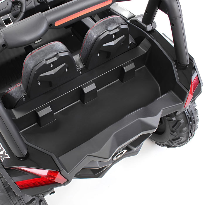 Buggy UTV MX 4WD 2-Persoons Kinderauto 12V + 2.4G RC (carbon met MP4) - Trapautodealer