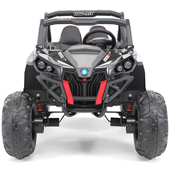 Buggy UTV MX 4WD 2-Persoons Kinderauto 12V + 2.4G RC (carbon met MP4) - Trapautodealer