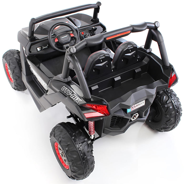 Buggy UTV MX 4WD 2-Persoons Kinderauto 12V + 2.4G RC (carbon met MP4) - Trapautodealer