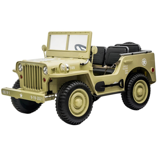 Dessert Fox Legerjeep 4WD 3-Persoons Kinderauto 24V + 2.4G RC (Willys Look) - Trapautodealer