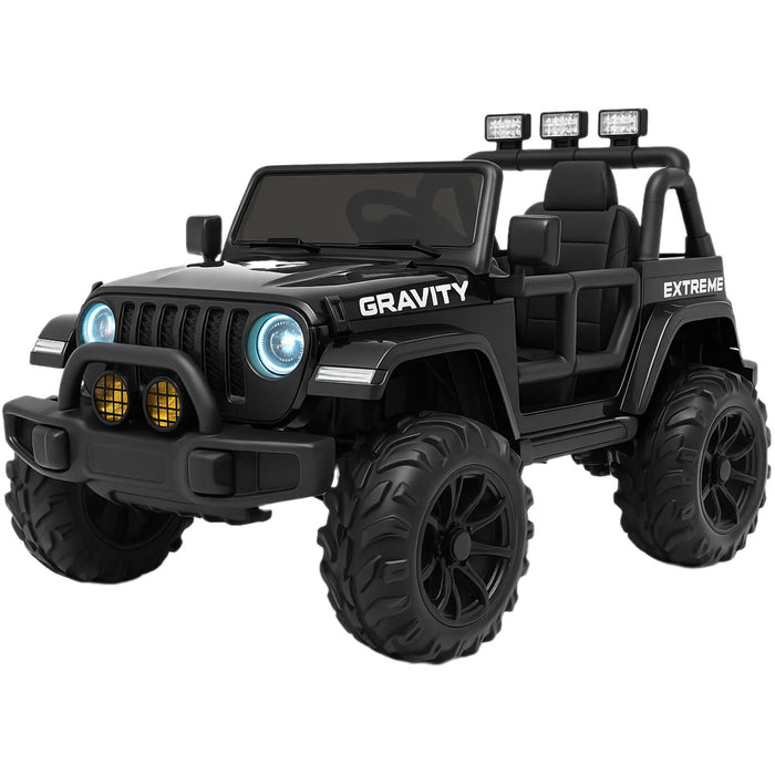 Elektrische Kinderjeep Gravity 12V + 2.4RC (zwart) - Trapautodealer