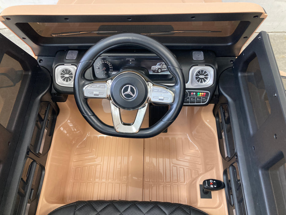 Mercedes G500 elektrische kinderauto 12V + 2.4G RC (beige) - Trapautodealer