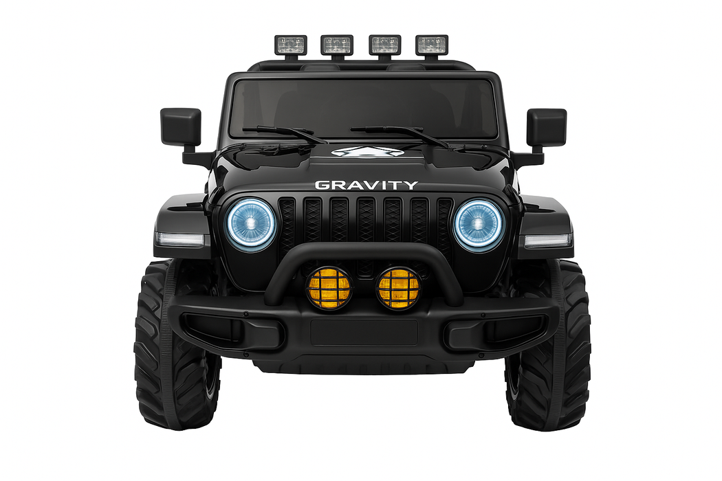 Elektrische Kinderjeep Gravity 12V + 2.4RC (zwart) - Trapautodealer