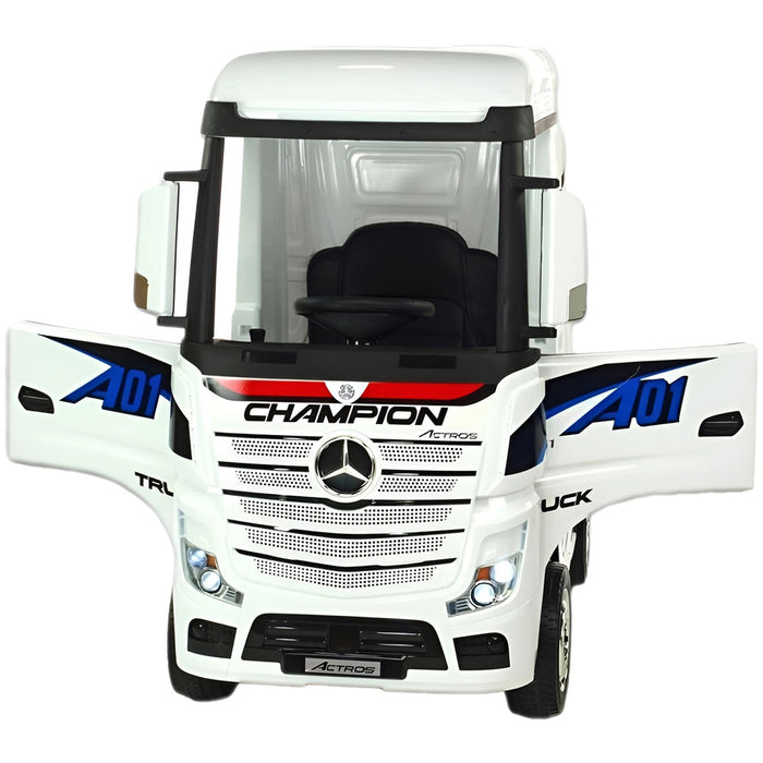 Mercedes Benz Actros Kinder Vrachtwagen 4WD 12V + 2.4G RC (wit met losse stickerset) - Trapautodealer