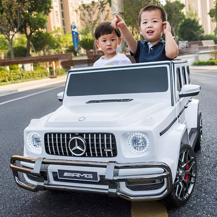 Mercedes G63 AMG Kinderauto 2-Persoons 24V + 2.4G RC 4WD (wit) - Trapautodealer