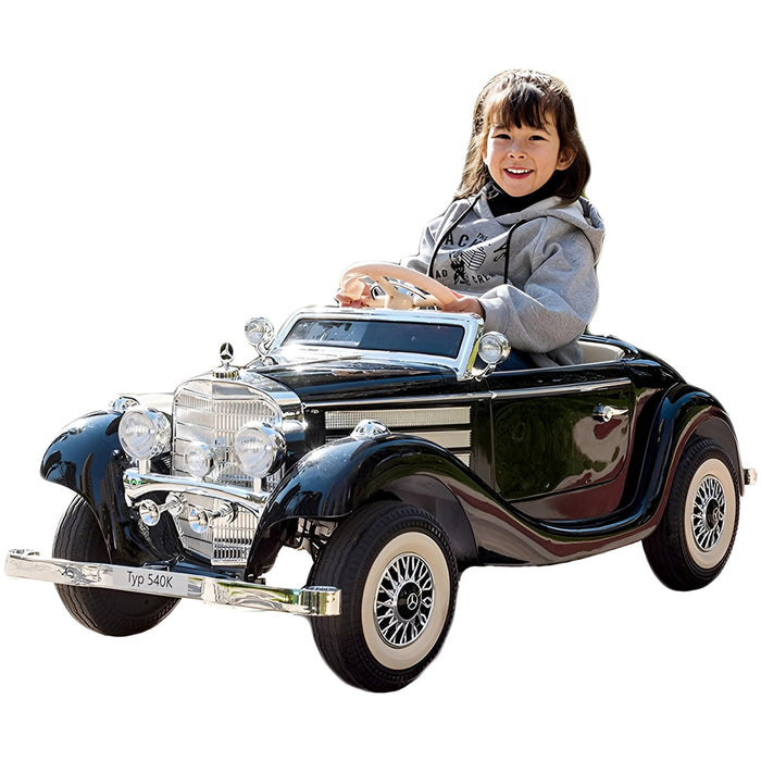 Mercedes Typ 540K Kinderauto 12V + 2.4G Afstandsbediening (zwart) - Trapautodealer