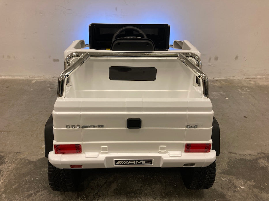 Mercedes G63 AMG 6x6 Kinderauto 12V 4WD + 2.4G RC (wit) - Trapautodealer