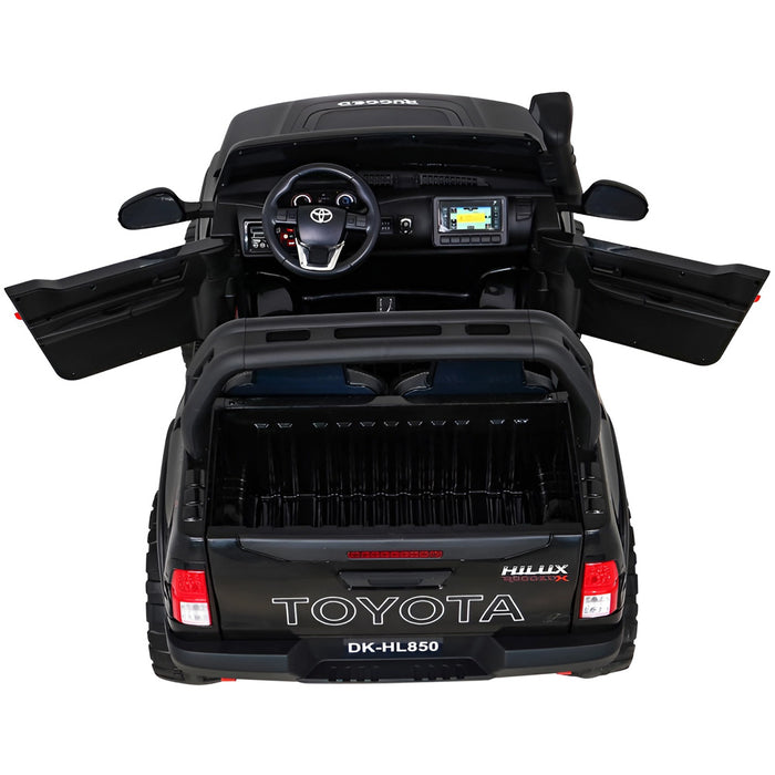 Toyota Hilux Elektrische Kinderauto 12V + 2.4G RC (zwart) - Trapautodealer