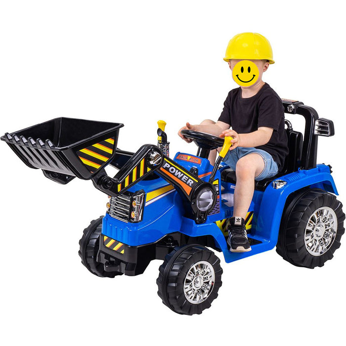 Tractor Elektrisch 12V + 2.4G RC + Voorlader (blauw) - Trapautodealer