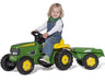 Rolly Toys RollyKid John Deere Tractor + Aanhanger - Trapautodealer