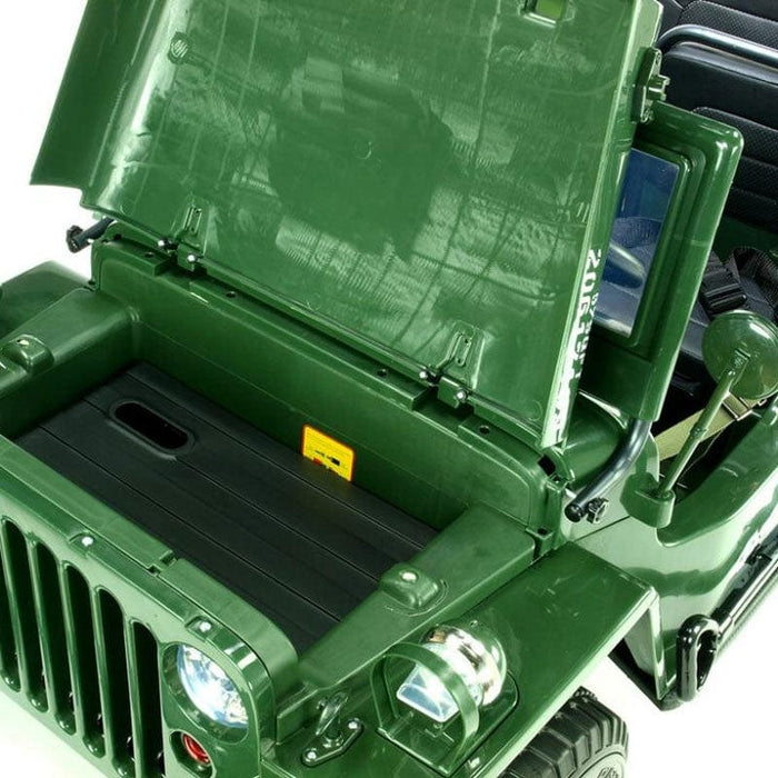 Army Legerjeep 4WD 3-Persoons Kinderauto 24V + 2.4G RC (Willys Look) - Trapautodealer