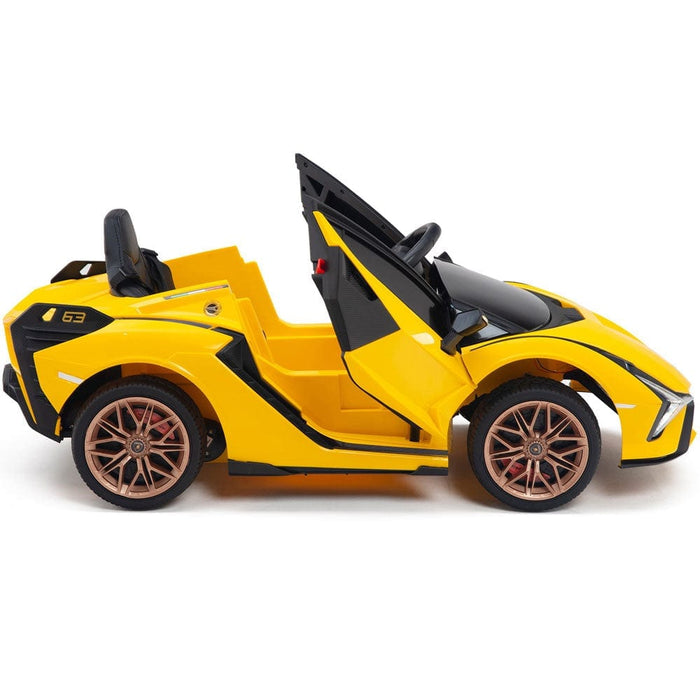 Lamborghini Sian Kinderauto 12V + 2.4G Afstandsbediening (geel + MP4) - Trapautodealer